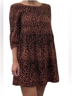 &Merci Leopard Print Babydoll Dress Size Small